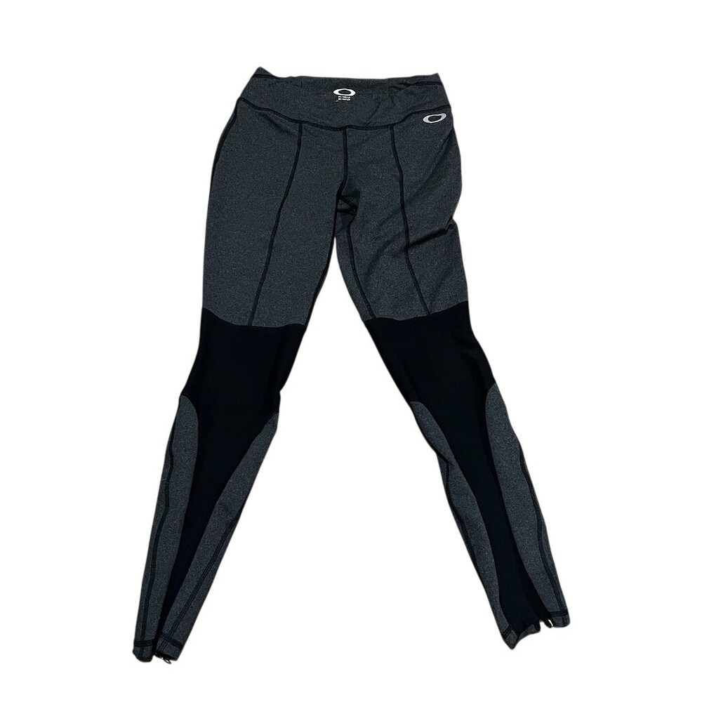 Oakley Leggings Womens Size S Gray Black Colorblock Compression Zip Ankles